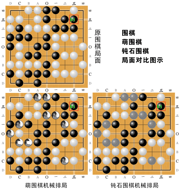 围棋-钝石三色围棋-萌式三色围棋局面对比图