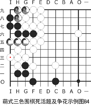 萌式三色围棋死活题及争花示例图B4